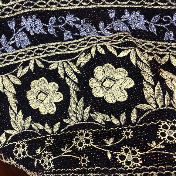 Black and Gold Floral Patterned Women's Top - Picture 5 of 10